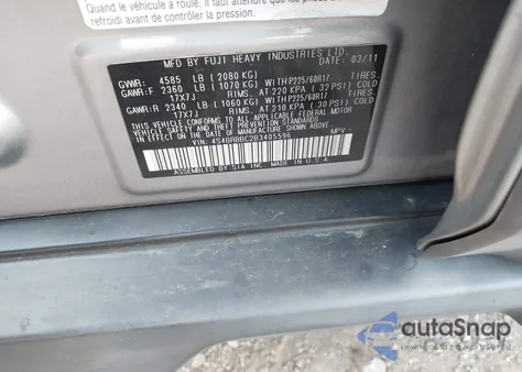 2011 Subaru Outback 2.5I Premium from USA, damaged, VIN 4S4BRBBC2B3405596